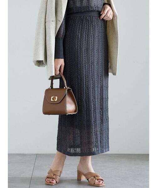Te chichi（テチチ）の「レーシーニットストレートスカート（セットアップ可）《2025spring catalog item》（スカート・レディース・チャコールグレー/オフホワイト・F）」の9枚目の写真