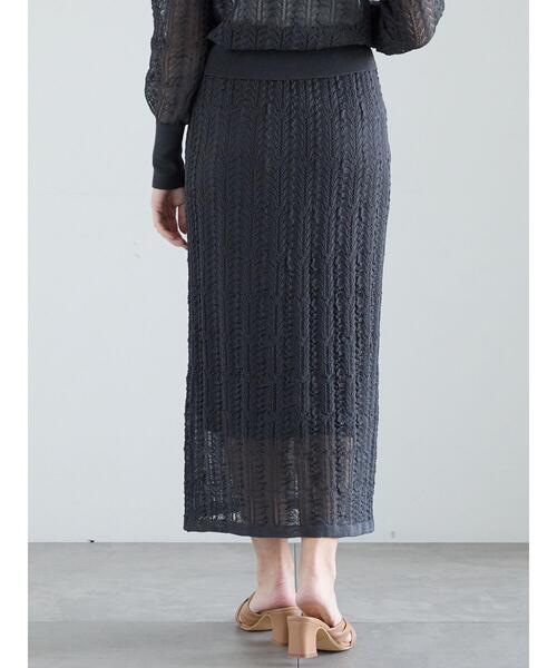Te chichi（テチチ）の「レーシーニットストレートスカート（セットアップ可）《2025spring catalog item》（スカート・レディース・チャコールグレー/オフホワイト・F）」の10枚目の写真