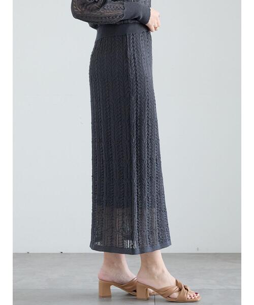 Te chichi（テチチ）の「レーシーニットストレートスカート（セットアップ可）《2025spring catalog item》（スカート・レディース・チャコールグレー/オフホワイト・F）」の11枚目の写真