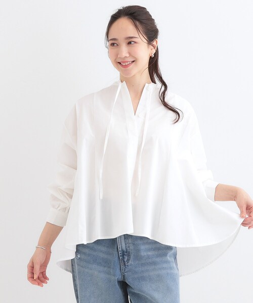 SHOO・LA・RUE（シューラルー）の「【洗える/体型カバー】フレアリボンブラウス（シャツ/ブラウス・レディース・ホワイト/ライトブルー/ブルー系その他4・01/02/03/04）」の4枚目の写真