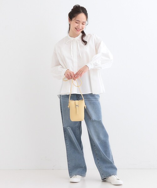 SHOO・LA・RUE（シューラルー）の「【洗える/体型カバー】フレアリボンブラウス（シャツ/ブラウス・レディース・ホワイト/ライトブルー/ブルー系その他4・01/02/03/04）」の6枚目の写真