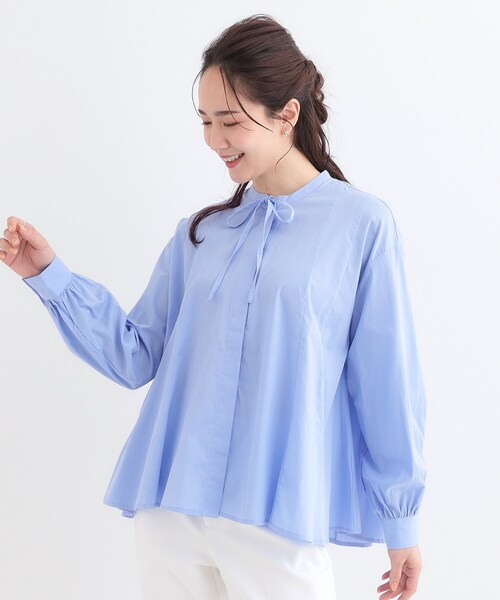 SHOO・LA・RUE（シューラルー）の「【洗える/体型カバー】フレアリボンブラウス（シャツ/ブラウス・レディース・ホワイト/ライトブルー/ブルー系その他4・01/02/03/04）」の8枚目の写真