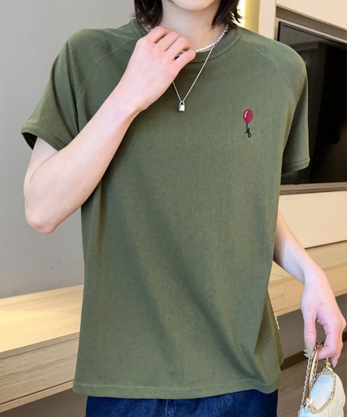 aimoha(アイモハ)の「バルーンワンポイントTシャツ (SS)(Tシャツ/カットソー・レディース・ホワイト/ブラック/ネイビー/グレー/カーキ・FREE)」の14枚目の写真