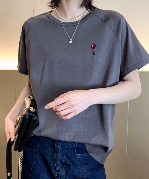 aimoha(アイモハ)の「バルーンワンポイントTシャツ (SS)(Tシャツ/カットソー・レディース・ホワイト/ブラック/ネイビー/グレー/カーキ・FREE)」の18枚目の写真