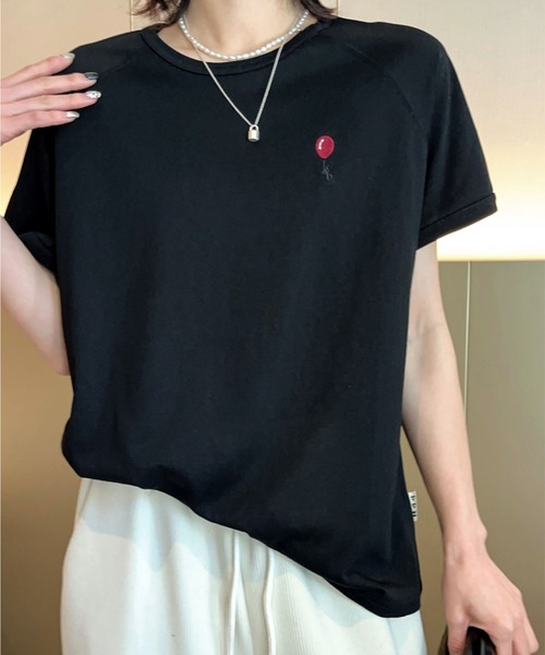 aimoha(アイモハ)の「バルーンワンポイントTシャツ (SS)(Tシャツ/カットソー・レディース・ホワイト/ブラック/ネイビー/グレー/カーキ・FREE)」の19枚目の写真