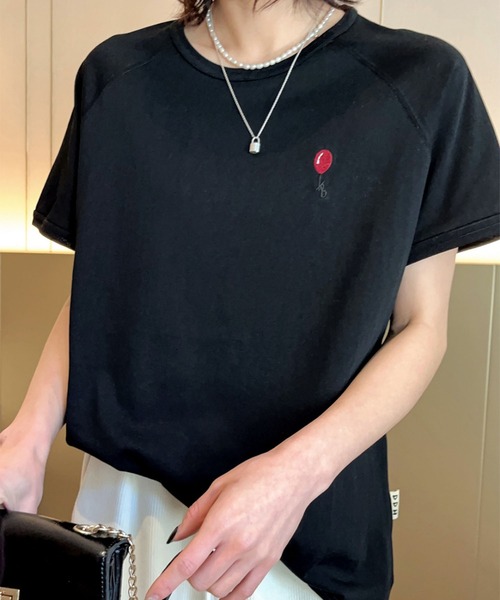 aimoha(アイモハ)の「バルーンワンポイントTシャツ (SS)(Tシャツ/カットソー・レディース・ホワイト/ブラック/ネイビー/グレー/カーキ・FREE)」の20枚目の写真