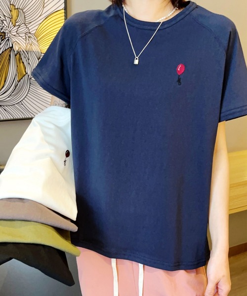 aimoha(アイモハ)の「バルーンワンポイントTシャツ (SS)(Tシャツ/カットソー・レディース・ホワイト/ブラック/ネイビー/グレー/カーキ・FREE)」の21枚目の写真