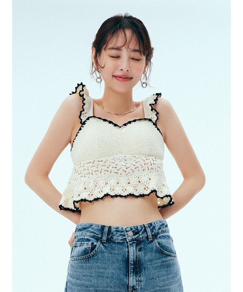 FRAY I.D（フレイアイディー）の「クロシェセパレートスイムウェア（その他ヘアアクセサリー・レディース・ミント/ホワイト・FREE）」の2枚目の写真