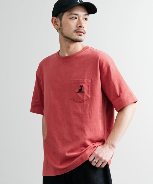 CAPTAIN STAG(キャプテンスタッグ)の「CAPTAIN STAG キャプテンスタッグ オーバーサイズ ポケット付きワンポイントロゴクルーネック半袖Tシャツ(Tシャツ/カットソー・メンズ・ブルー系/ブラック系/ブラック/イエロー/ホワイト/ホワイト系/グリーン系/グリーン/レッド/ネイビー/ブルー/杢グレー・M/LL/L)」の12枚目の写真