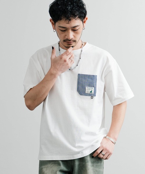 CAPTAIN STAG(キャプテンスタッグ)の「CAPTAIN STAG キャプテンスタッグ オーバーサイズ ポケット付きワンポイントロゴクルーネック半袖Tシャツ(Tシャツ/カットソー・メンズ・ブルー系/ブラック系/ブラック/イエロー/ホワイト/ホワイト系/グリーン系/グリーン/レッド/ネイビー/ブルー/杢グレー・M/LL/L)」の17枚目の写真