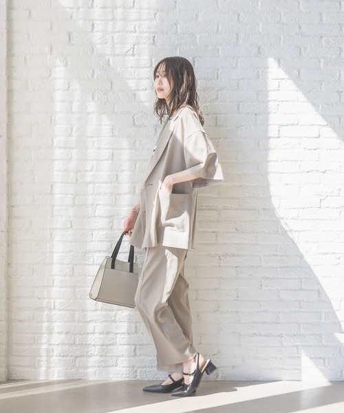 GLOBAL WORK（グローバルワーク）の「お手入れラクラクセットアップ/ジャケット/ 290003（テーラードジャケット・レディース・ベージュ系その他7/ライトベージュ/ブラック・LARGE/MEDIUM）」の19枚目の写真