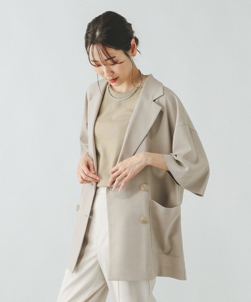 GLOBAL WORK（グローバルワーク）の「お手入れラクラクセットアップ/ジャケット/ 290003（テーラードジャケット・レディース・ベージュ系その他7/ライトベージュ/ブラック・LARGE/MEDIUM）」の13枚目の写真