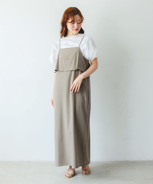 le.coeur blanc(ルクールブラン)の「RNストレッチキャミワンピース(ワンピース・レディース・モカ/ブラック・38)」の6枚目の写真