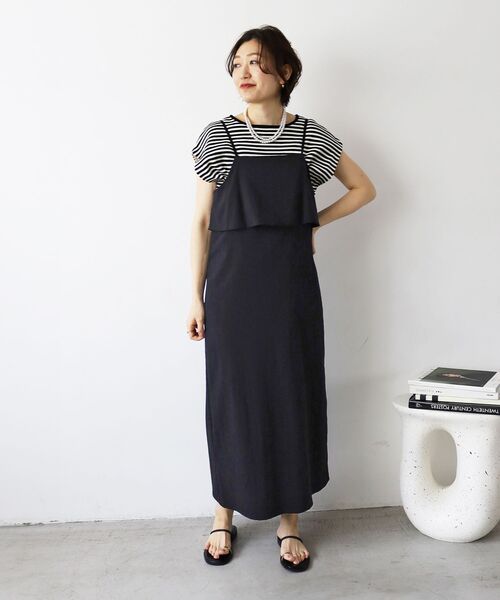 le.coeur blanc(ルクールブラン)の「RNストレッチキャミワンピース(ワンピース・レディース・モカ/ブラック・38)」の18枚目の写真
