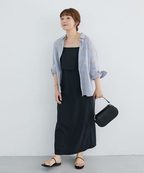 le.coeur blanc(ルクールブラン)の「RNストレッチキャミワンピース(ワンピース・レディース・モカ/ブラック・38)」の20枚目の写真