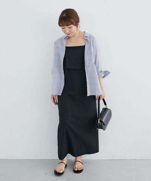 le.coeur blanc(ルクールブラン)の「RNストレッチキャミワンピース(ワンピース・レディース・モカ/ブラック・38)」の22枚目の写真