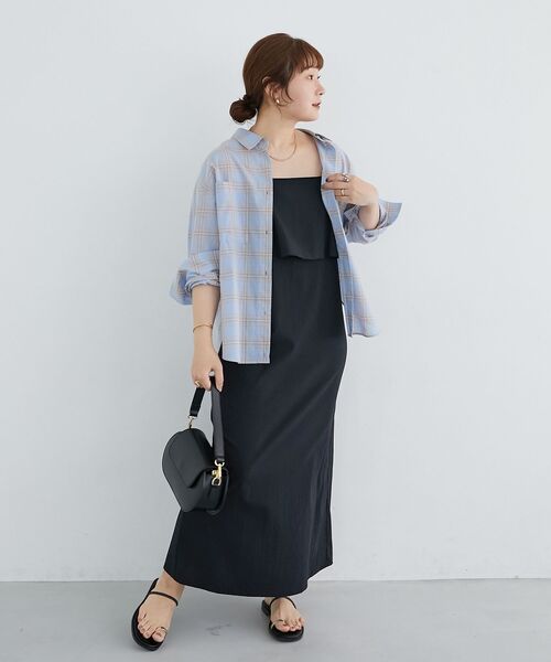 le.coeur blanc(ルクールブラン)の「RNストレッチキャミワンピース(ワンピース・レディース・モカ/ブラック・38)」の12枚目の写真