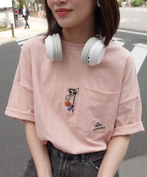 CORNERS（コーナーズ）の「アニマル刺繍Tシャツ（Tシャツ/カットソー・レディース・ブラウン/ピンク/ネイビー/ホワイト/ミント/グレイッシュベージュ・FREE）」の7枚目の写真