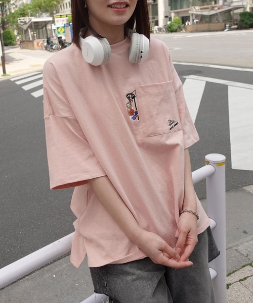 CORNERS（コーナーズ）の「アニマル刺繍Tシャツ（Tシャツ/カットソー・レディース・ブラウン/ピンク/ネイビー/ホワイト/ミント/グレイッシュベージュ・FREE）」の11枚目の写真