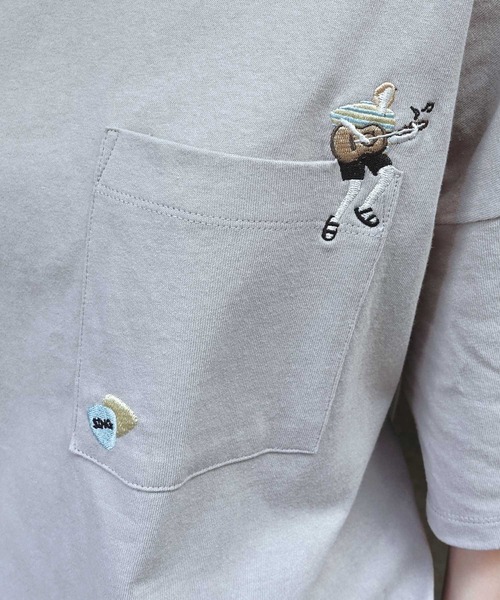 CORNERS（コーナーズ）の「アニマル刺繍Tシャツ（Tシャツ/カットソー・レディース・ブラウン/ピンク/ネイビー/ホワイト/ミント/グレイッシュベージュ・FREE）」の20枚目の写真