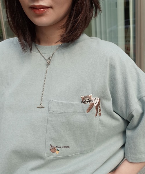 CORNERS（コーナーズ）の「アニマル刺繍Tシャツ（Tシャツ/カットソー・レディース・ブラウン/ピンク/ネイビー/ホワイト/ミント/グレイッシュベージュ・FREE）」の21枚目の写真
