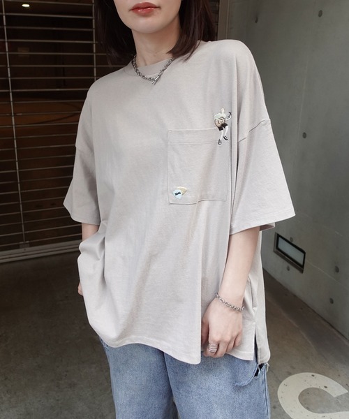 CORNERS（コーナーズ）の「アニマル刺繍Tシャツ（Tシャツ/カットソー・レディース・ブラウン/ピンク/ネイビー/ホワイト/ミント/グレイッシュベージュ・FREE）」の15枚目の写真