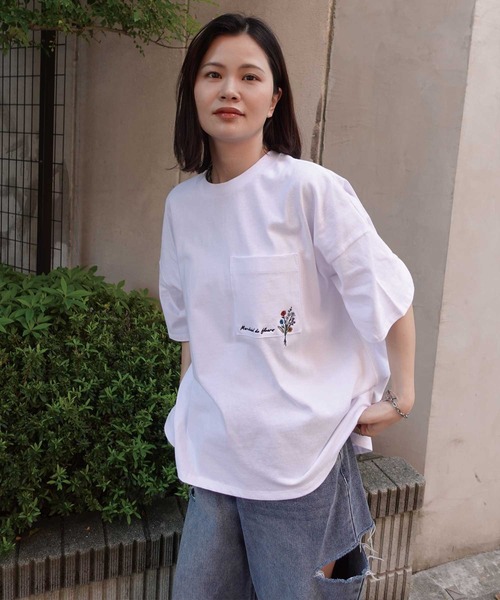 CORNERS（コーナーズ）の「アニマル刺繍Tシャツ（Tシャツ/カットソー・レディース・ブラウン/ピンク/ネイビー/ホワイト/ミント/グレイッシュベージュ・FREE）」の16枚目の写真