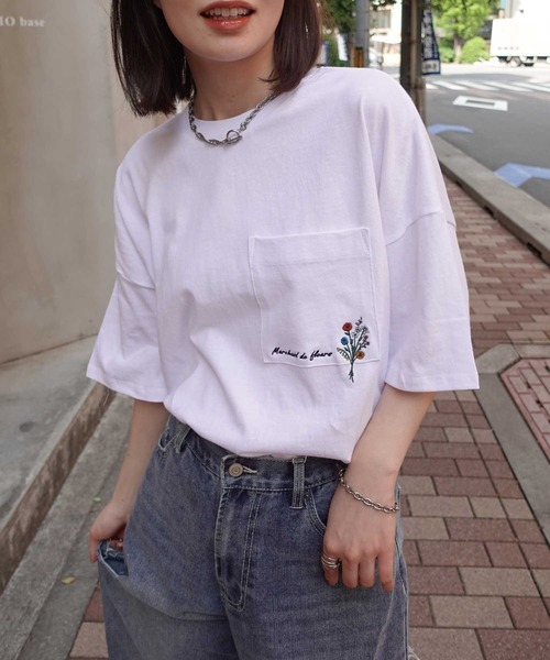 CORNERS（コーナーズ）の「アニマル刺繍Tシャツ（Tシャツ/カットソー・レディース・ブラウン/ピンク/ネイビー/ホワイト/ミント/グレイッシュベージュ・FREE）」の17枚目の写真