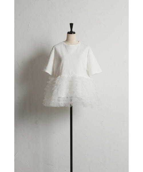 &. NOSTALGIA(アンドドットノスタルジア)の「【ZOZO限定】ボリュームチュールティアードトップス(Tシャツ/カットソー・レディース・ブラック×ホワイト/ブラック/オフホワイト・M)」の18枚目の写真