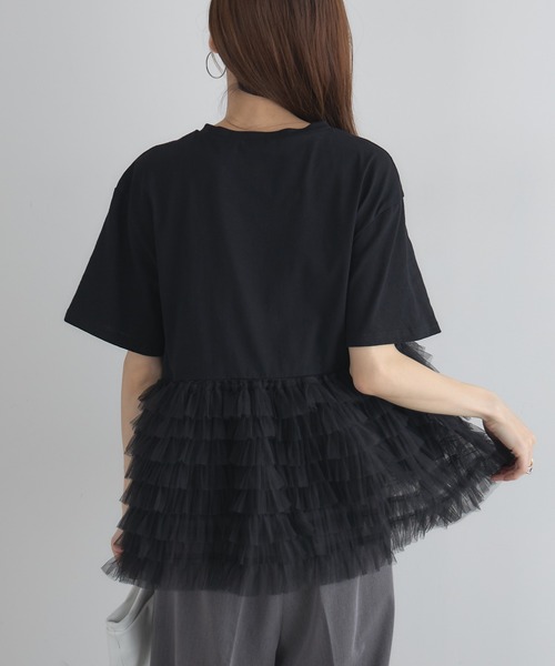 &. NOSTALGIA(アンドドットノスタルジア)の「【ZOZO限定】ボリュームチュールティアードトップス(Tシャツ/カットソー・レディース・ブラック×ホワイト/ブラック/オフホワイト・M)」の15枚目の写真
