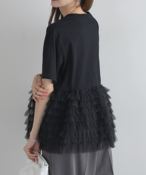 &. NOSTALGIA(アンドドットノスタルジア)の「【ZOZO限定】ボリュームチュールティアードトップス(Tシャツ/カットソー・レディース・ブラック×ホワイト/ブラック/オフホワイト・M)」の16枚目の写真