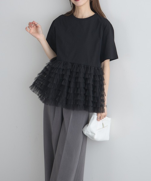 &. NOSTALGIA(アンドドットノスタルジア)の「【ZOZO限定】ボリュームチュールティアードトップス(Tシャツ/カットソー・レディース・ブラック×ホワイト/ブラック/オフホワイト・M)」の17枚目の写真