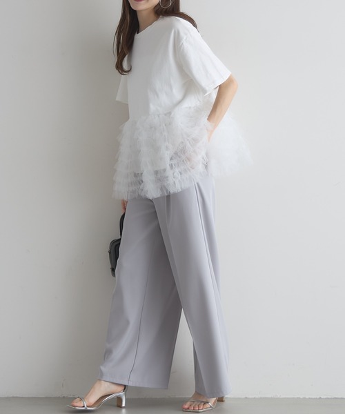 &. NOSTALGIA(アンドドットノスタルジア)の「【ZOZO限定】ボリュームチュールティアードトップス(Tシャツ/カットソー・レディース・ブラック×ホワイト/ブラック/オフホワイト・M)」の5枚目の写真