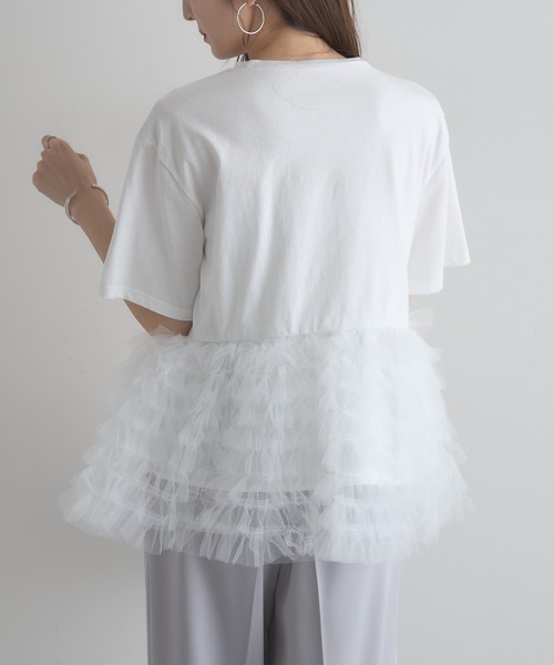 &. NOSTALGIA(アンドドットノスタルジア)の「【ZOZO限定】ボリュームチュールティアードトップス(Tシャツ/カットソー・レディース・ブラック×ホワイト/ブラック/オフホワイト・M)」の8枚目の写真