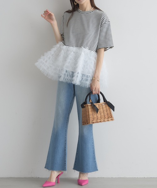 &. NOSTALGIA(アンドドットノスタルジア)の「【ZOZO限定】ボリュームチュールティアードトップス(Tシャツ/カットソー・レディース・ブラック×ホワイト/ブラック/オフホワイト・M)」の9枚目の写真
