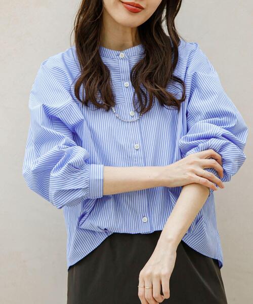新品タグ付きアーバンリサーチサニーレーベル　フロントタックバンドカラーシャツ URBAN RESEARCH Sonny Label ブラウス シャツ 「WEB限定