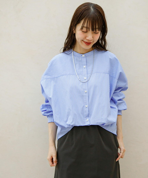 WEB限定』フロントタックバンドカラーシャツ（シャツ/ブラウス