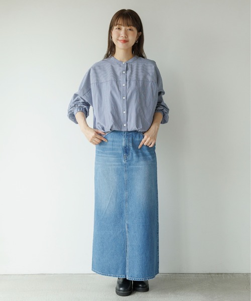 フロントタックバンドカラーシャツ WEB限定』フロントタックバンドカラーシャツ[LAA6-23J700