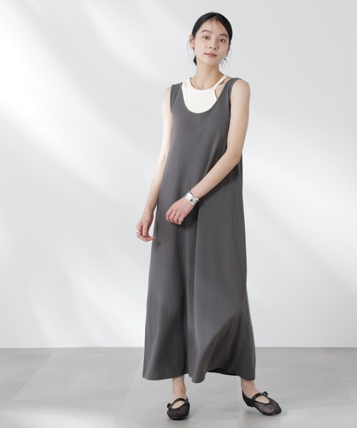 ワンピース　38 セール】カップ付きアシメタンクレイヤードワンピース