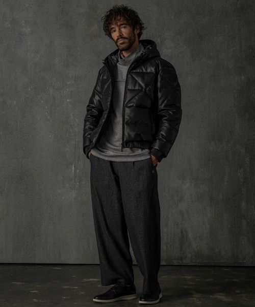 C DIEM（カルペディエム）の「mj10785-Leather Down Deformed Diaquilt Jacket レザーダウンジャケット（ダウンジャケット/コート・メンズ・ブラック/ホワイト・M/L/XL）」の16枚目の写真