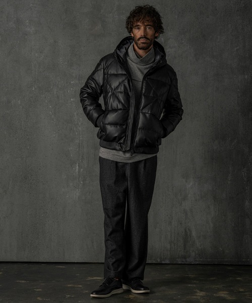 C DIEM（カルペディエム）の「mj10785-Leather Down Deformed Diaquilt Jacket レザーダウンジャケット（ダウンジャケット/コート・メンズ・ブラック/ホワイト・M/L/XL）」の15枚目の写真