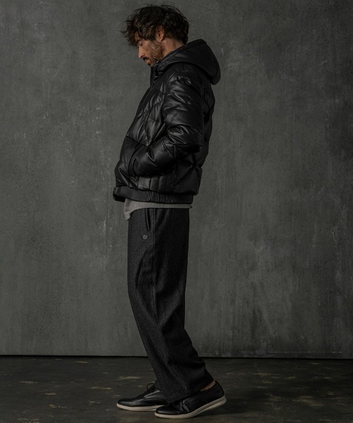 C DIEM（カルペディエム）の「mj10785-Leather Down Deformed Diaquilt Jacket レザーダウンジャケット（ダウンジャケット/コート・メンズ・ブラック/ホワイト・M/L/XL）」の14枚目の写真