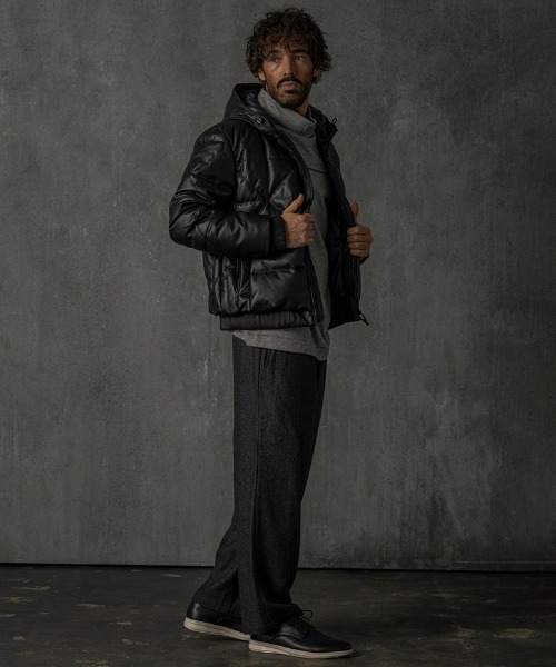 C DIEM（カルペディエム）の「mj10785-Leather Down Deformed Diaquilt Jacket レザーダウンジャケット（ダウンジャケット/コート・メンズ・ブラック/ホワイト・M/L/XL）」の13枚目の写真