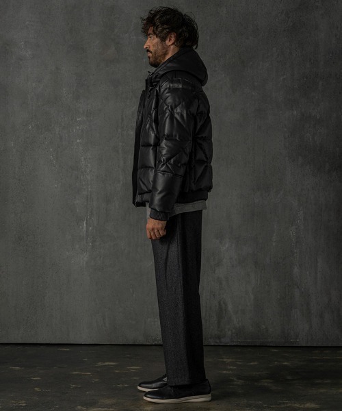 C DIEM（カルペディエム）の「mj10785-Leather Down Deformed Diaquilt Jacket レザーダウンジャケット（ダウンジャケット/コート・メンズ・ブラック/ホワイト・M/L/XL）」の12枚目の写真