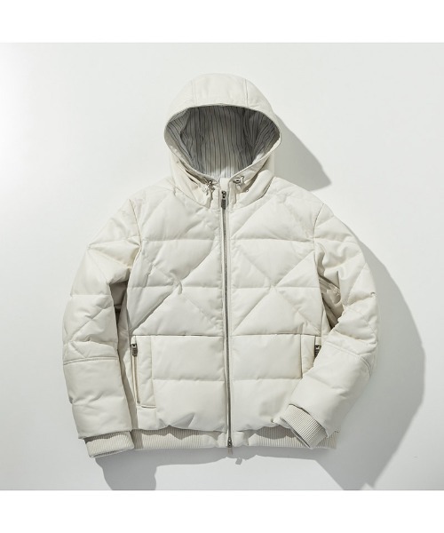 C DIEM（カルペディエム）の「mj10785-Leather Down Deformed Diaquilt Jacket レザーダウンジャケット（ダウンジャケット/コート・メンズ・ブラック/ホワイト・M/L/XL）」の11枚目の写真