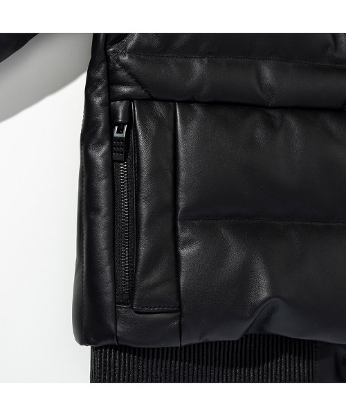 C DIEM（カルペディエム）の「mj10785-Leather Down Deformed Diaquilt Jacket レザーダウンジャケット（ダウンジャケット/コート・メンズ・ブラック/ホワイト・M/L/XL）」の6枚目の写真