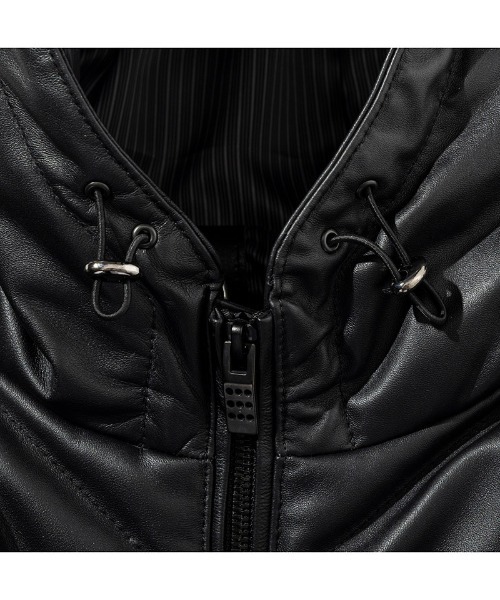 C DIEM（カルペディエム）の「mj10785-Leather Down Deformed Diaquilt Jacket レザーダウンジャケット（ダウンジャケット/コート・メンズ・ブラック/ホワイト・M/L/XL）」の3枚目の写真