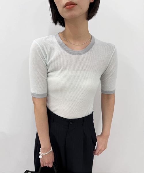 「EDIT. FOR LULU」 半袖ニット - ブラック レディース EDIT. FOR LULU（エディットフォールル）の「シアーリンガーTEE