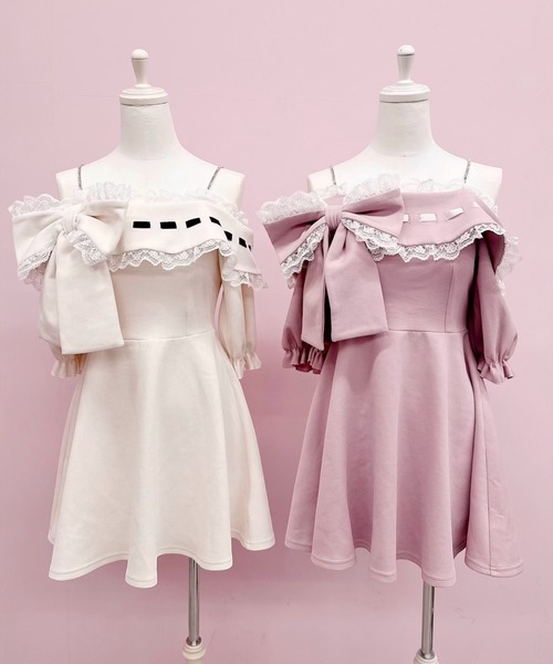 Ank Rouge(アンクルージュ)の「リボンオフショルカットOP(ワンピース・レディース・ホワイト/ブラック/ピンク・M)」の20枚目の写真