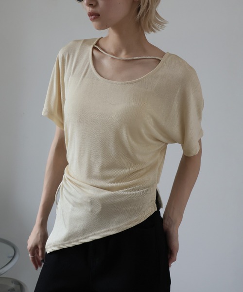 Ulysses(ユリシス)の「サイドギャザーアシメデザイントップス(Tシャツ/カットソー・レディース・ブラウン/グレー/ベージュ・M/S)」の18枚目の写真